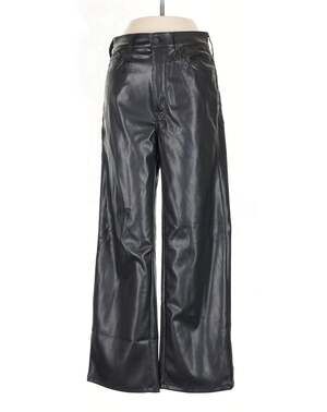 MOTHER The Hustler Roller Skimp Vegan Leather Wide Leg Pants Size 26